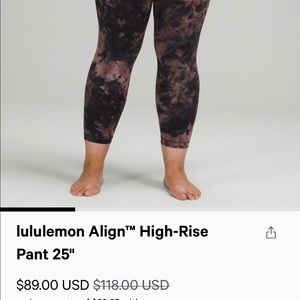 Like new Lululemon high rise align legging 28”